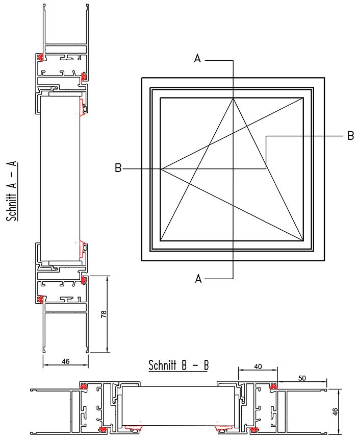 Dreh-/Kippflügel Paneelverglasung