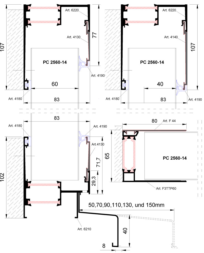 Einbau vorgehängte Fassade (thermisch getrennt)