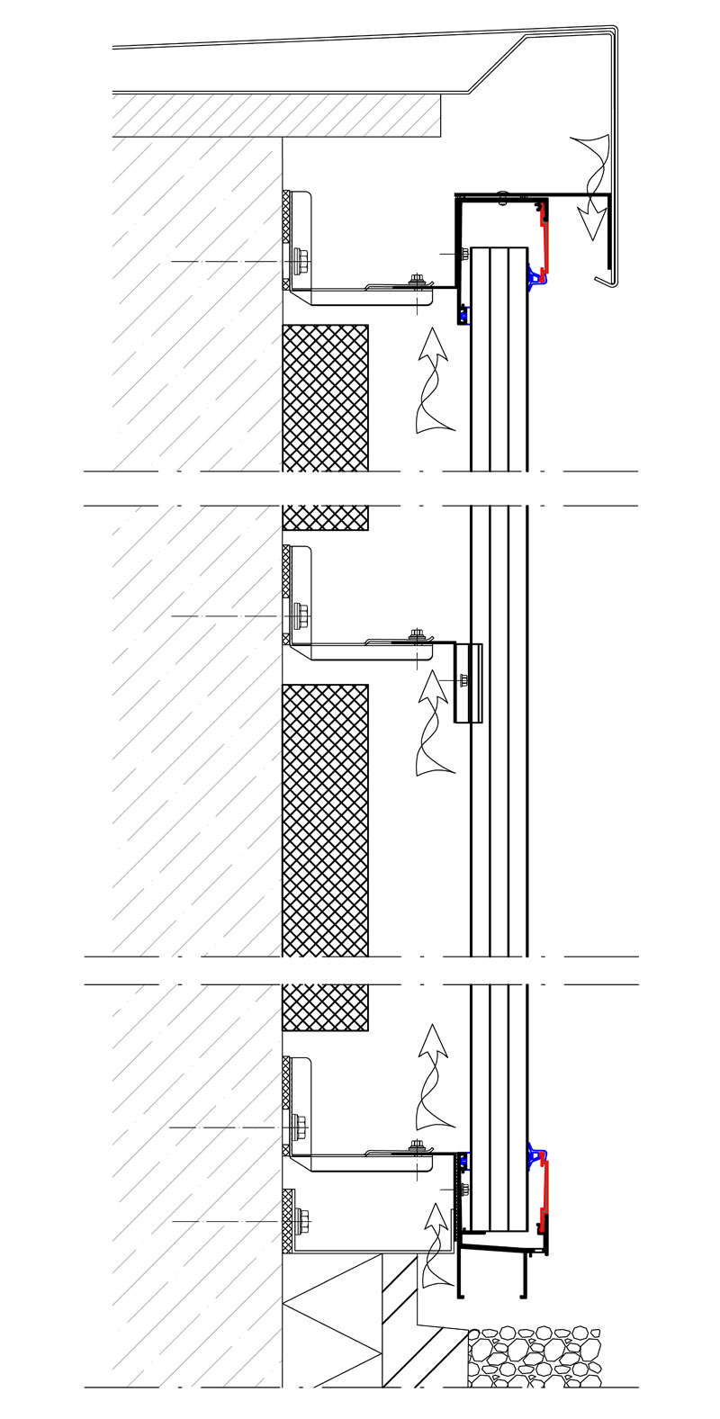 Hinterlüftete Fassade mit 40mm Lichtbauelementen