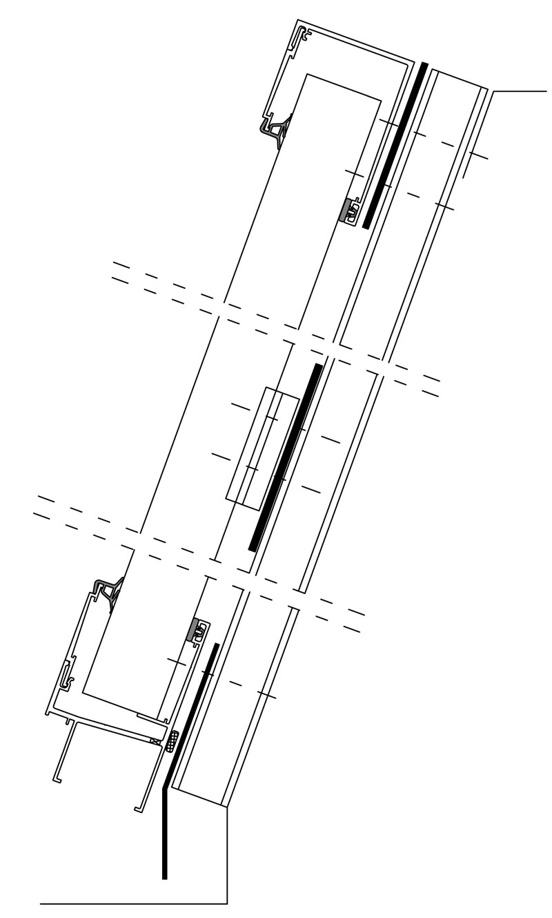 Einseitige Dachverglasung 10° bis 90°